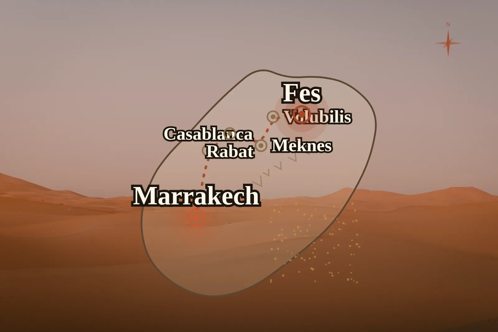 Tour delle Città Imperiali del Marocco 5 Giorni (Senza Deserto) — mappa del percorso 2